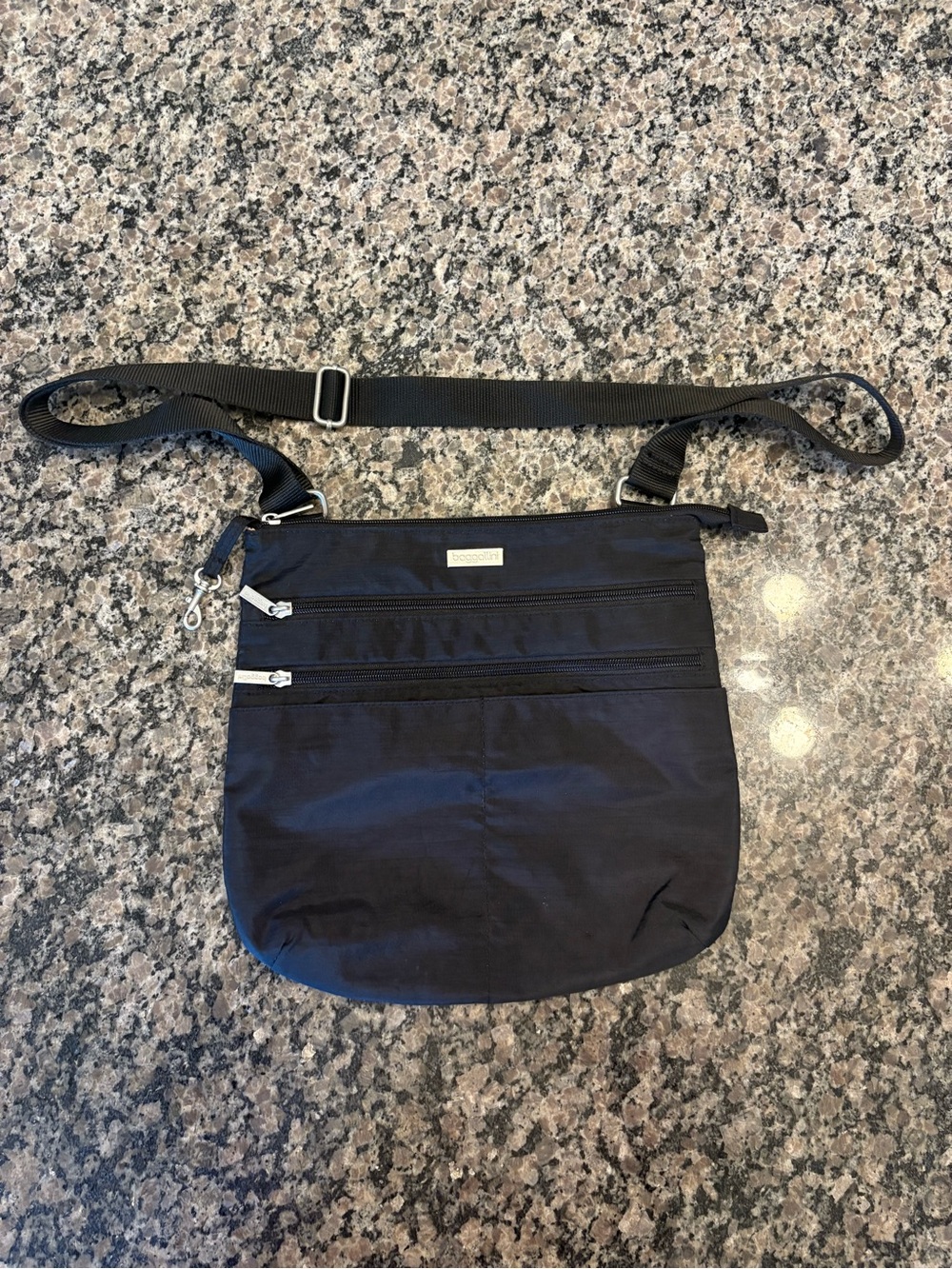 Baggallini Black Nylon Crossbody Bag with Silver Accents
